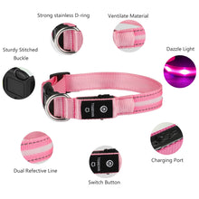 Load image into Gallery viewer, MASBRILL USB Rechargeable Adjustable Waterproof LED Luminous Nylon Night Safety Dog Collar in 7 Colors