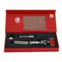 Load image into Gallery viewer, Fenice 7" Left Hand Dog Grooming Curved Thinning Shears/Scissors - godoggago