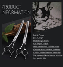 Load image into Gallery viewer, Fenice 7" Left Hand Dog Grooming Curved Thinning Shears/Scissors - godoggago