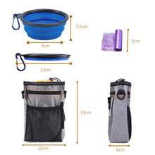 Load image into Gallery viewer, Multi-function Portable Outdoor Dog Training Bag W/ Adjustable Waist Belt Includes Food Holder/Garbage Bag/Folding Bowl/Training Clicker in 3 Colors - godoggago