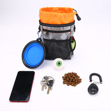 Load image into Gallery viewer, Multi-function Portable Outdoor Dog Training Bag W/ Adjustable Waist Belt Includes Food Holder/Garbage Bag/Folding Bowl/Training Clicker in 3 Colors - godoggago