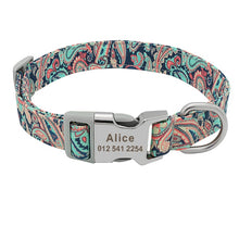 Load image into Gallery viewer, Customized Printed Nylon Dog Collar With Free Personalized Engraved ID for Sm/Med/Lg Dogs in 7 Styles - godoggago