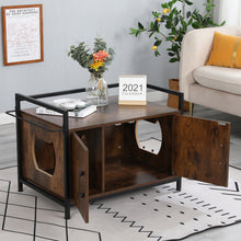 Load image into Gallery viewer, Iron and Wood Sturdy Structure Cat/Dog House Nightstand For 30 inches Litter Box or Pet Crate