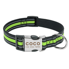 Load image into Gallery viewer, Personalized Reflective Nylon Dog Collar With Engraved ID Nameplate for Small Medium Large Dogs