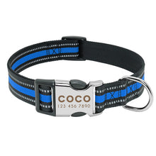 Load image into Gallery viewer, Personalized Reflective Nylon Dog Collar With Engraved ID Nameplate for Small Medium Large Dogs