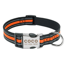 Load image into Gallery viewer, Personalized Reflective Nylon Dog Collar With Engraved ID Nameplate for Small Medium Large Dogs