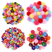 Load image into Gallery viewer, 20PCS (except plain rubber bands at 200pcs) Small Dog/Puppy Hair Bows With Rubber Bands for Grooming