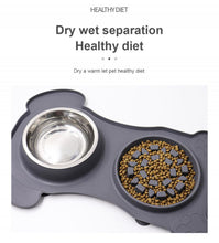 Load image into Gallery viewer, Slow Feeder Silicone Anti-Gulping Dog/Puppy Food Dish and Stainless Steel Water Dish