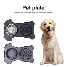 Load image into Gallery viewer, Slow Feeder Silicone Anti-Gulping Dog/Puppy Food Dish and Stainless Steel Water Dish