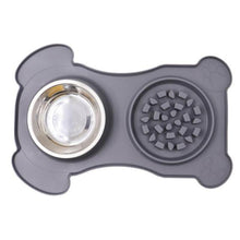 Load image into Gallery viewer, Slow Feeder Silicone Anti-Gulping Dog/Puppy Food Dish and Stainless Steel Water Dish
