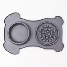 Load image into Gallery viewer, Slow Feeder Silicone Anti-Gulping Dog/Puppy Food Dish and Stainless Steel Water Dish