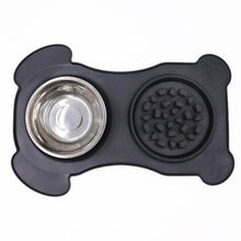 Load image into Gallery viewer, Slow Feeder Silicone Anti-Gulping Dog/Puppy Food Dish and Stainless Steel Water Dish