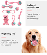 Load image into Gallery viewer, Cotton Rope Knot Dog/Puppy Combination Chew Toy/Molar Bite Teeth Cleaning Chew Sets in 2 Colors