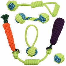 Load image into Gallery viewer, Cotton Rope Knot Dog/Puppy Combination Chew Toy/Molar Bite Teeth Cleaning Chew Sets in 2 Colors
