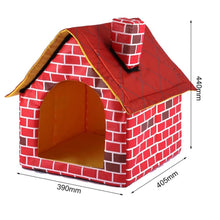 Load image into Gallery viewer, Portable Washable Warm And Cozy Cushion Brick Dog/Cat House With Chimney With Detachable Bed