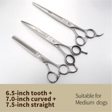 Load image into Gallery viewer, Fenice 6.5/7.0/7.5/8.0 Dog Grooming Scissors Sets (please note 2 or 3 per set) Including Thinning Shears/Curved and/or Cutting Scissors - godoggago
