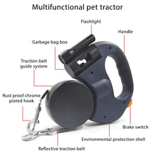 Load image into Gallery viewer, 360 Degree Nylon Retractable Dog Lead For 2 Dogs With Attached Flashlight For Night Walks and Clean-up Dog Waste Bags
