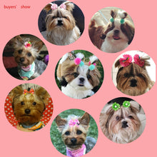 Load image into Gallery viewer, 20 pieces/lot Cute Handmade Ribbons/Bows/Flowers With Elastic Rubber Bands For Small Dog/Cat Grooming
