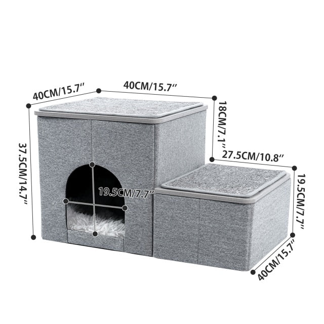 Portable Dog Stairs/Ramp With A Deluxe Condo and Pet Toy Storage Box - godoggago