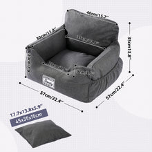 Load image into Gallery viewer, Dog Car Seat With Safety Belt &amp; Detachable Bed For House/Side Pockets For Storage in 3 Colors
