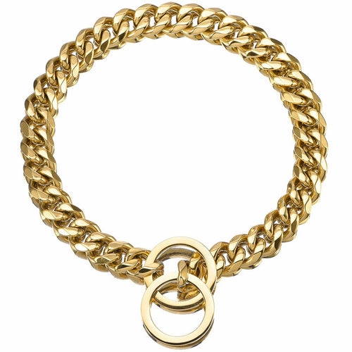 45 cm/17.7 Inches Gold Chain Dog Collar - godoggago