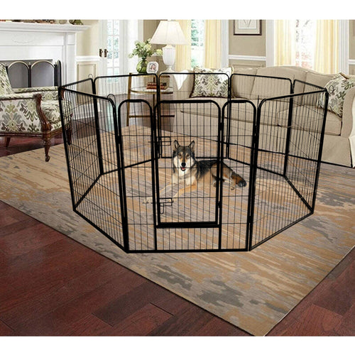 Large 16 Panel Indoor Iron Dog Playpen With Door And Multiple Configurations - godoggago