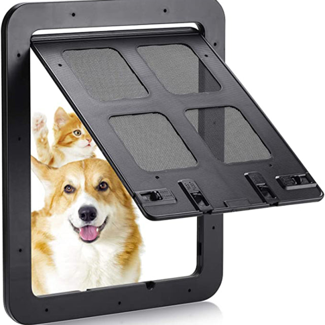 Safe Lockable Magnetic Screen Anti-Mosquito Dog/Cat Flap Door For Screen Doors in 2 Sizes & in White or Black
