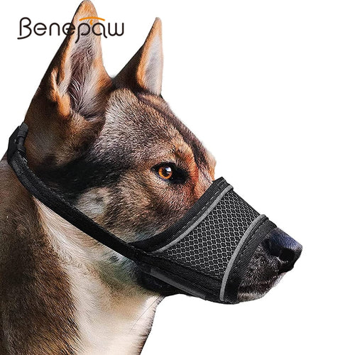 Soft Breathable Reflective Nylon Mesh Dog Muzzle/Mouth Cover For Sm/Med/Lg Dogs - godoggago