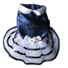 Load image into Gallery viewer, Princess Elegant Gown With Bow &amp; Flowers in Blue Imitation Silk
