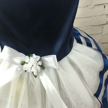 Load image into Gallery viewer, Princess Elegant Gown With Bow &amp; Flowers in Blue Imitation Silk
