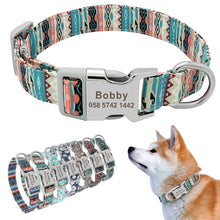 Load image into Gallery viewer, Customized Printed Nylon Dog Collar With Free Personalized Engraved ID for Sm/Med/Lg Dogs in 7 Styles - godoggago
