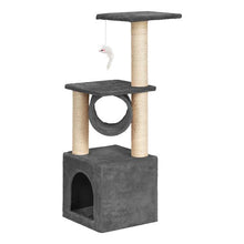 Load image into Gallery viewer, 36&quot; Stable Climber Cat Tree/Tower Beige and Gray with Cat Sleep Area
