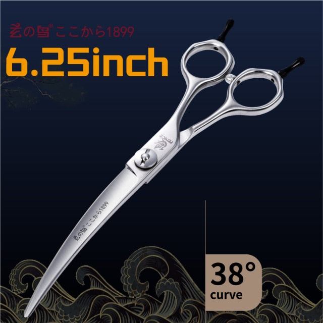 Fenice Professional Dog Grooming Stainless Steel Super Curved Shears at 6.25/6.75/7.25 inch Scissors - godoggago