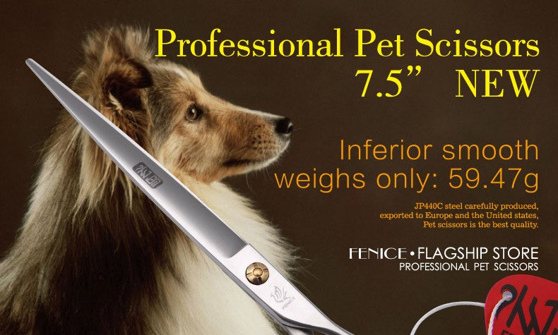 Fenice Professional 7/7.5 inch Straight Dog Grooming Cutting Scissors/Shears - godoggago
