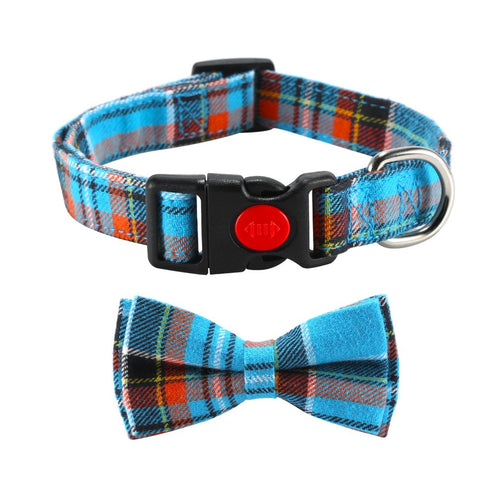 Bowtie Lightweight Adjustable Dog Collar Size Med/Lg in Blue - godoggago