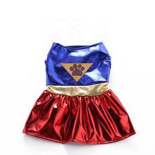 Load image into Gallery viewer, Holiday Super Girl Dog/Puppy Costume in Sizes Sm/Med/Lg/XL
