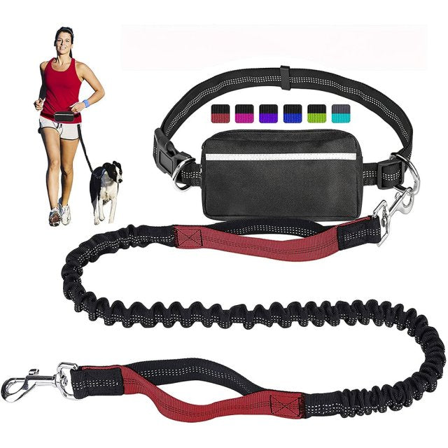 Reflective Hands Free Multiple Dog Leash/Traction Rope Zipper Storage/Dispenser Pouch