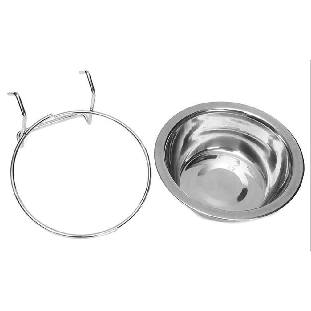Stainless Steel Travel Food/Water Dog Bowl & Hanger To Attach to Crates in 2 Sizes