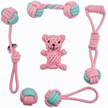 Load image into Gallery viewer, Cotton Rope Knot Dog/Puppy Combination Chew Toy/Molar Bite Teeth Cleaning Chew Sets in 2 Colors
