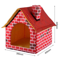 Load image into Gallery viewer, Portable Washable Warm And Cozy Cushion Brick Dog/Cat House With Chimney With Detachable Bed
